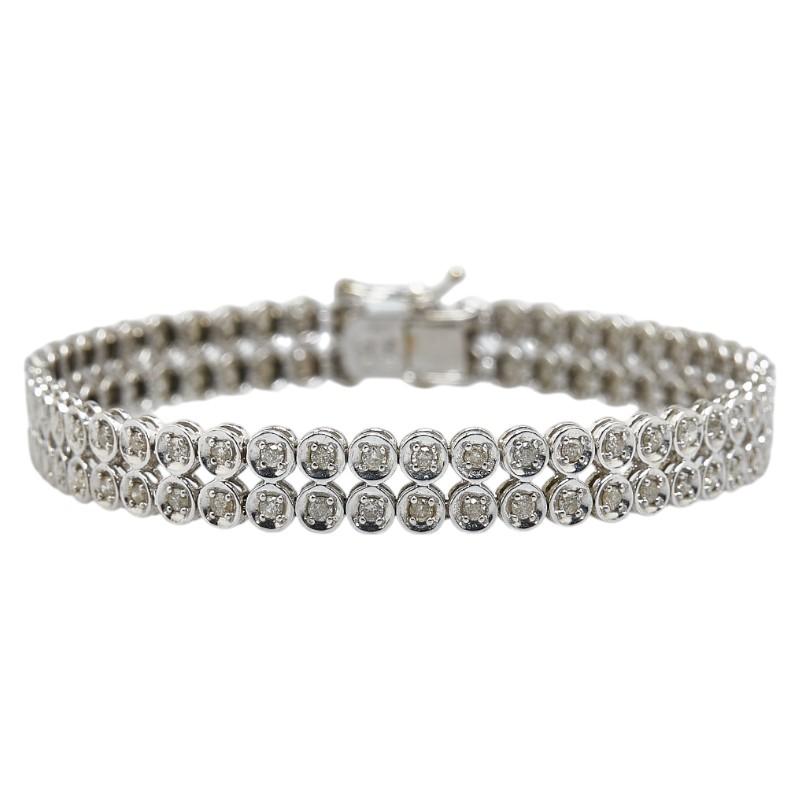 K18WG ホワイトゴールド ダイヤ2.00ct 2連 テニスチェーン