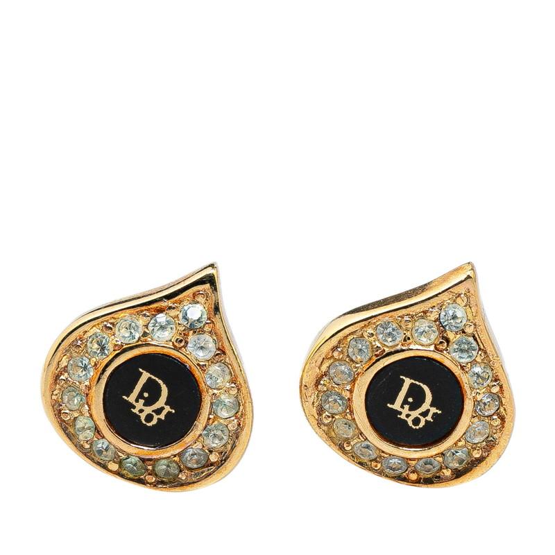 ディオール Diorロゴ ティアドロップ ラインストーン イヤリング  