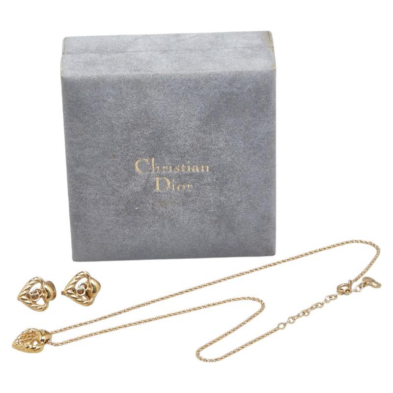 Christian Diorディオールロゴハートネックレス&イヤリングセット