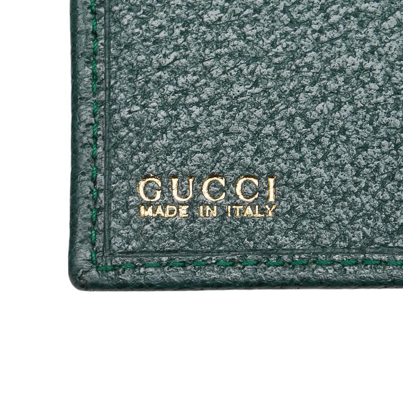【美品&激レア】GUCCI 折り財布 グリーン レザー ゴールド金具 ロゴ有り GUCCI（グッチ） ベルト モチーフ 二つ折り財布 035 2149 1664