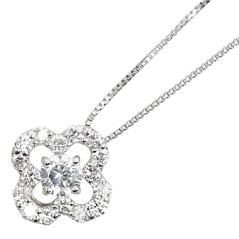 Pt900 プラチナ Pt850 ダイヤ0.50ct 花 フラワー モチーフ ネックレス 