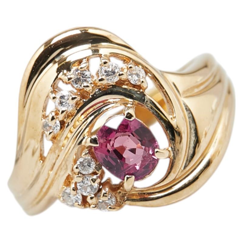 K18YG イエローゴールド ルビー0.50ct ダイヤ0.13ct リング 指輪  