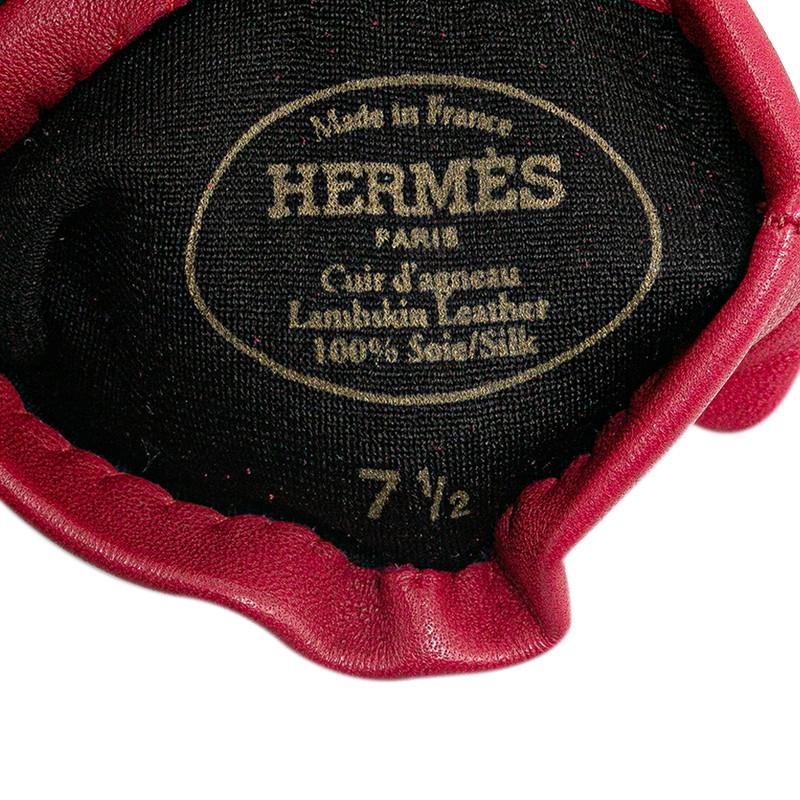 HERMES（エルメス） ステッチ 手袋 サイズ：7 1/2 ワインレッド ピンク