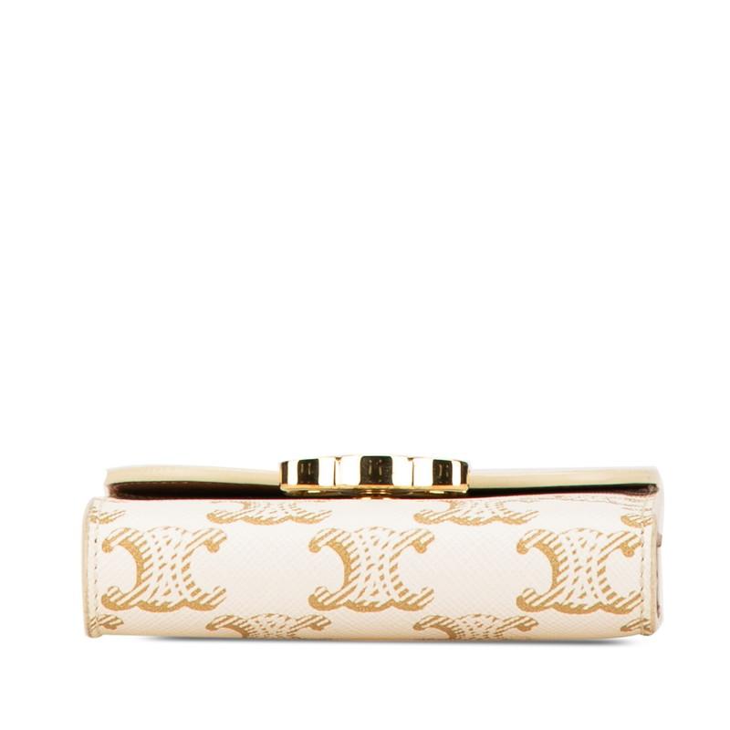 美品　セリーヌ　トリオンフ　PVCレザー　折り財布　ホワイト CELINE セリーヌ トリオンフ 二つ折り財布 ホワイト ゴールド