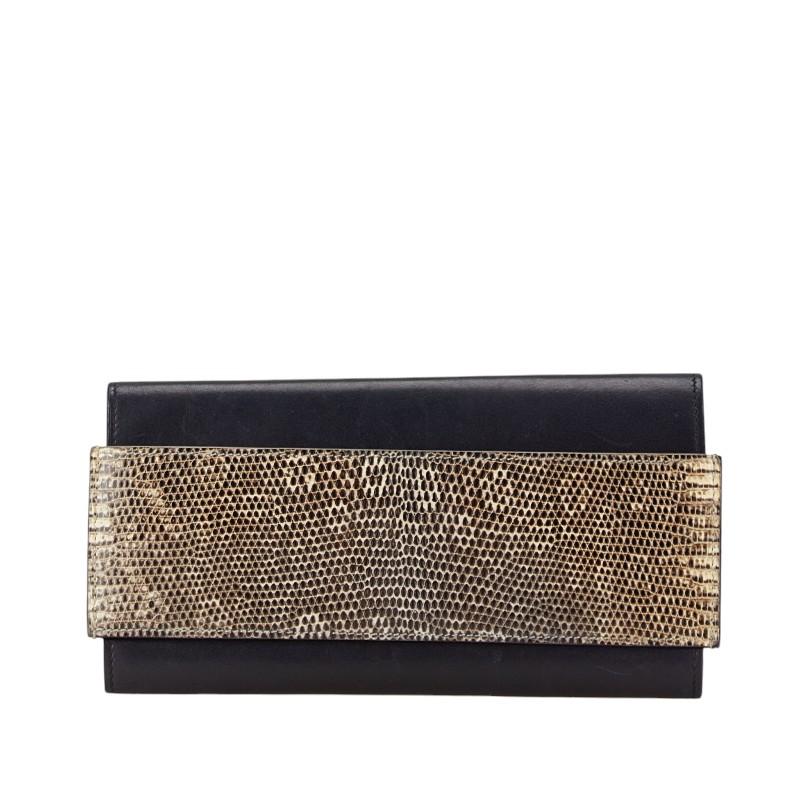 HERMES エルメス パッサン ロング 長財布 ブルーインディゴ リザード  