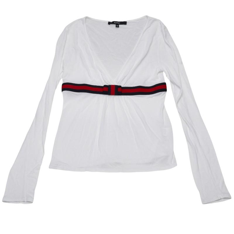 GUCCI（グッチ） リボン モチーフ 長袖カットソー ロンT XS ホワイト