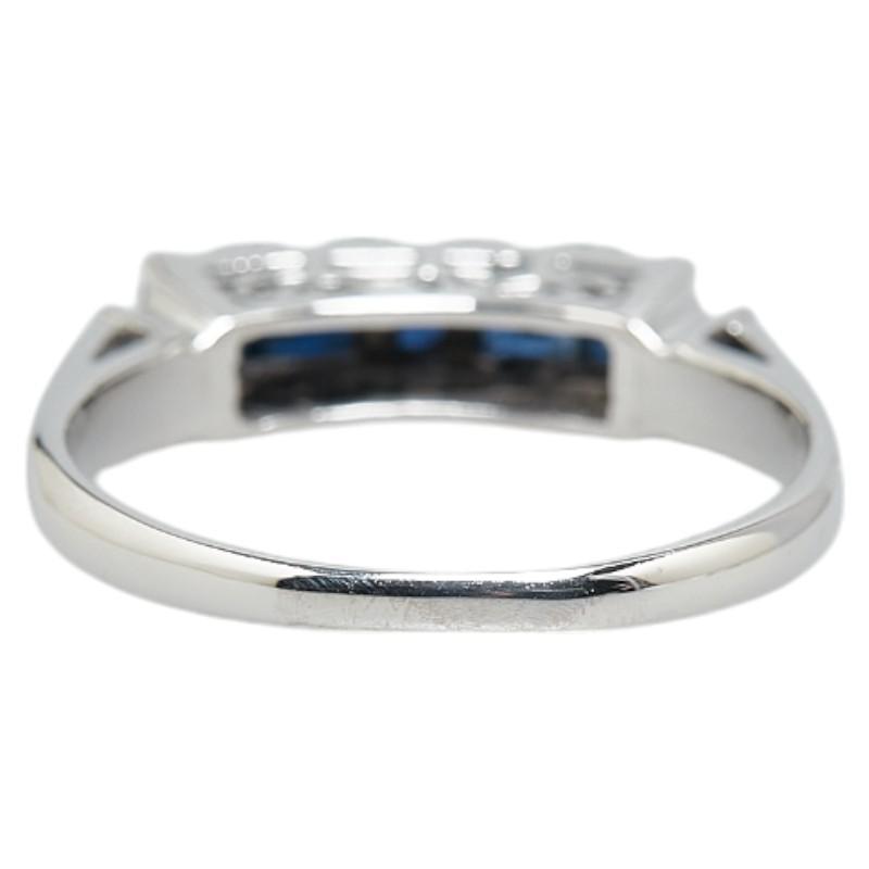 Pt850 プラチナ サファイア0.60ct 一文字 リング 指輪 #52 レディース 
