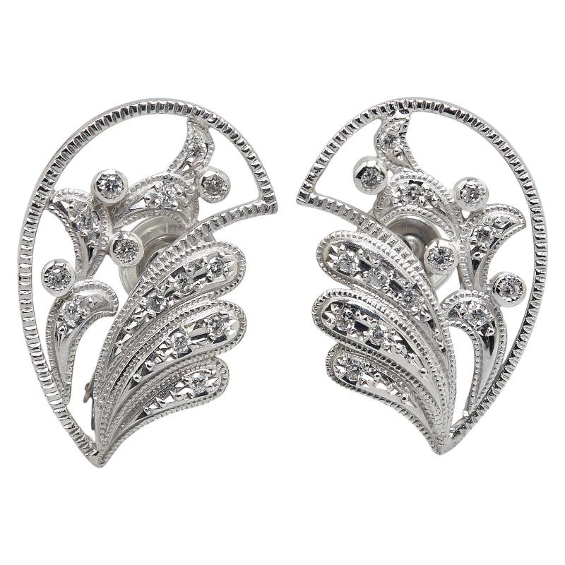 ダイヤモンド ピアス レディース K18WG/K14WG 怖く 1.00ct 4.0g ダイヤモンド ピアス レディース K18WG/K14WG 怖く 1.00ct 4.0g