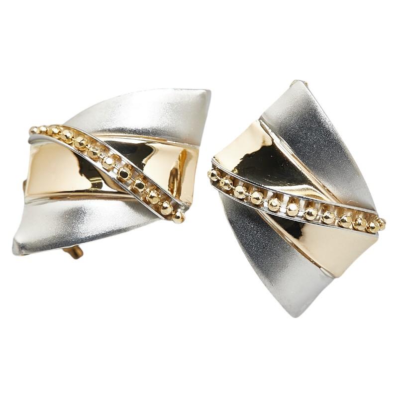 Pt900 プラチナ K18YG イエローゴールド コンビ イヤリング レディース  