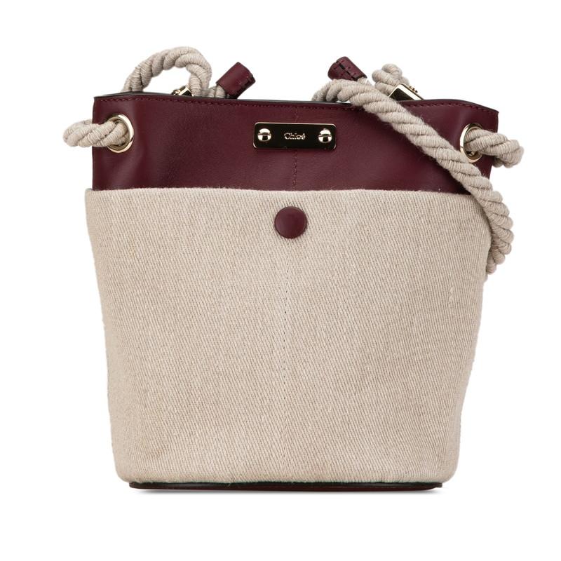 Chloe クロエ スモール バケット ショルダーバッグ ベージュ ワイン 