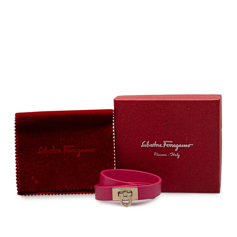 美品！人気！サルヴァトーレフェラガモ　ガンチーニ　バングル　レッド/ゴールド Salvatore Ferragamo ダブルガンチーニ レザー レザー×メタル