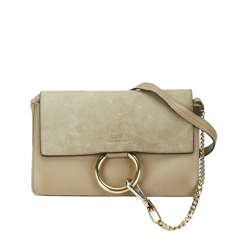 Chloe クロエ フェイ 斜め掛け ショルダーバッグ ベージュ レザー 