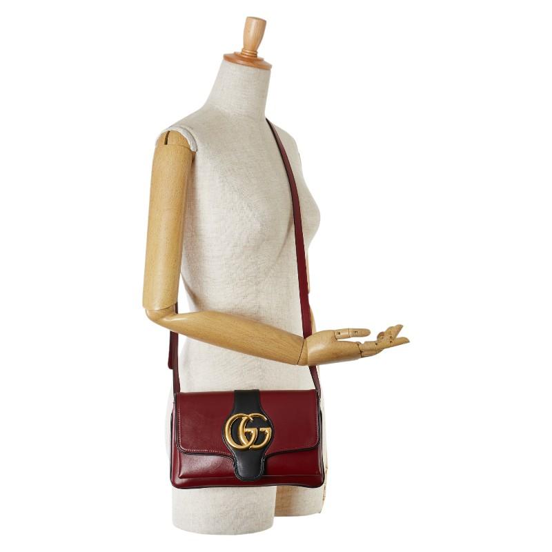 グッチ GGマーモント アリー ショルダーバッグ 550129 レッド ブラック レザー レディース GUCCI 【中古】 グッチ GGマーモント アリー ショルダーバッグ 550129 レッド ブラック