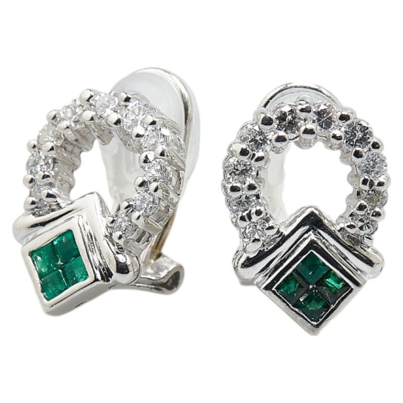 Pt900 プラチナ エメラルド0.68ct ダイヤ0.54ct ピアス レディース 