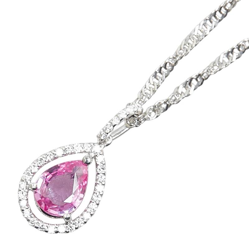 Pt900 プラチナ Pt850 ピンクサファイア1.148ct ダイヤ0.18ct 雫 