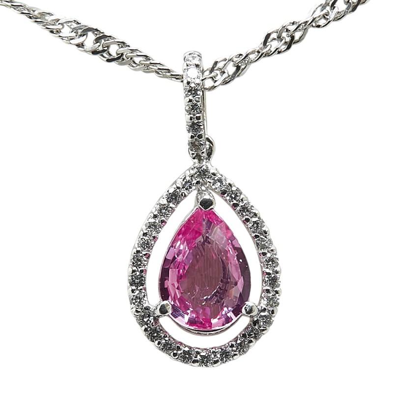 Pt900 プラチナ Pt850 ピンクサファイア1.148ct ダイヤ0.18ct 雫