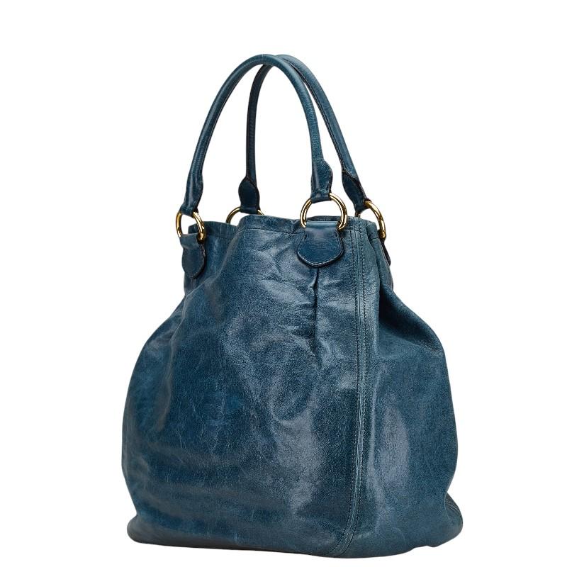 miu ミュウミュウ ハンドバッグ トートバッグ ブルー レザー miu ミュウミュウ ハンドバッグ トートバッグ ブルー レザー