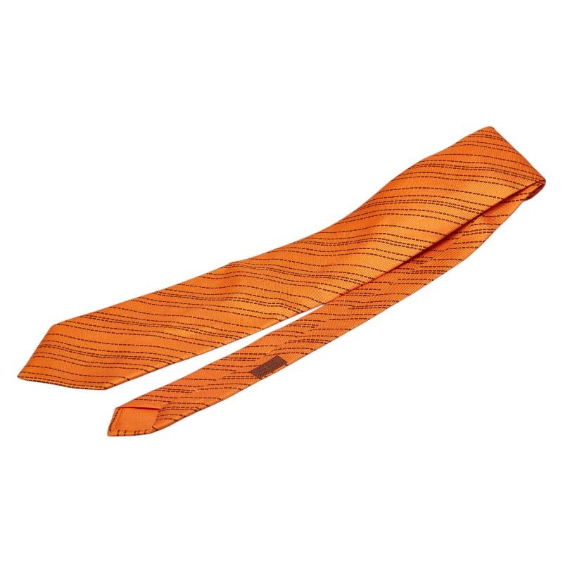 美品 エルメス HERMES ネクタイ シルク100% フランス製 オレンジ系 美品 エルメス HERMES ネクタイ シルク100% フランス製 オレンジ