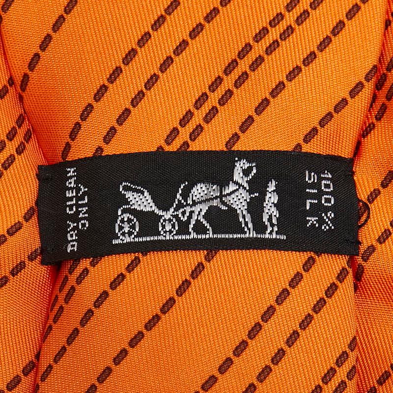 HERMES エルメス ステッチ ネクタイ オレンジ ブラウン シルク HERMES エルメス ステッチ ネクタイ オレンジ ブラウン シルク