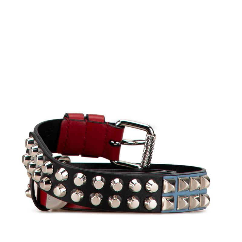 PRADA プラダ スタッズ ベルト レッド ブラック レザー PRADA プラダ スタッズ ベルト レッド ブラック レザー