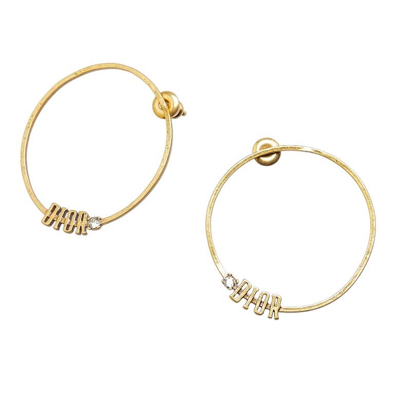 ディオール ロゴ ピアス ゴールド メッキ レディース Dior 【中古 