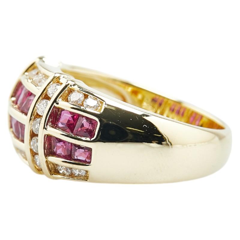 K18YG イエローゴールド ルビー1.16ct ダイヤ0.45ct リング 指輪 