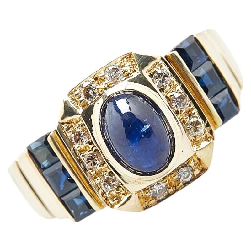 K18YG イエローゴールド サファイア1.20ct ダイヤ0.10ct リング 指輪 
