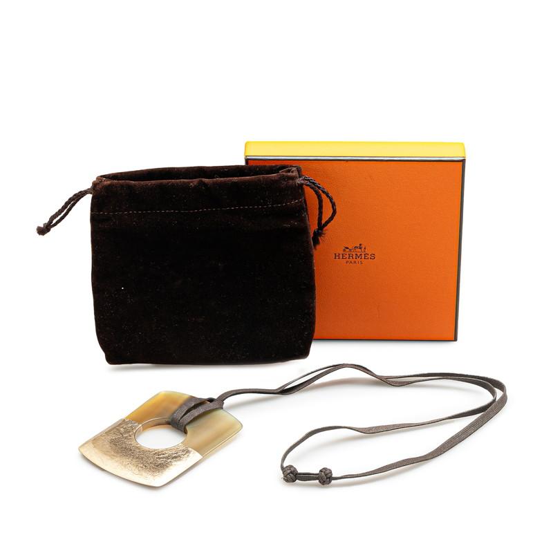 HERMES エルメス ダルヴァ ネックレス ブラウン ゴールド HERMES エルメス ダルヴァ ネックレス ブラウン ゴールド