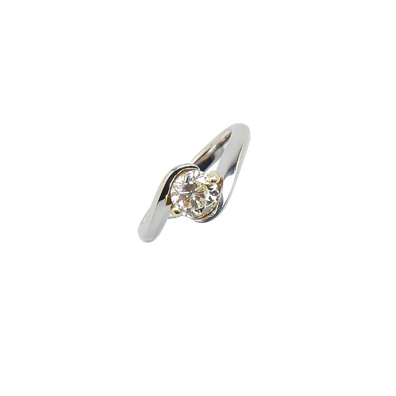 Pt900 プラチナ K18YG イエローゴールド コンビ ダイヤ1.004ct リング 