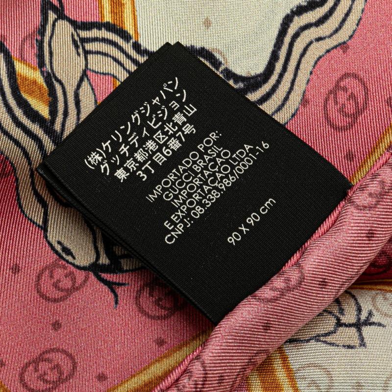 GUCCI グッチ GGスネーク 蛇 幾何学模様 スカーフ ピンク ゴールド
