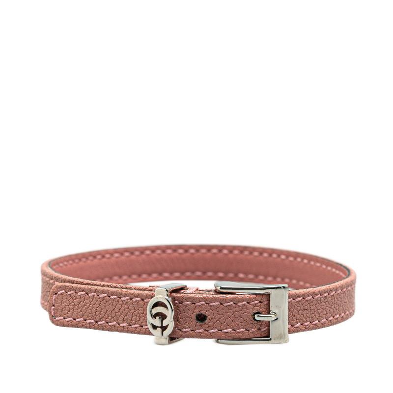 GUCCI グッチ GGロゴ ブレスレット サイズ:M ピンク シルバー GUCCI グッチ GGロゴ ブレスレット サイズ:M ピンク シルバー