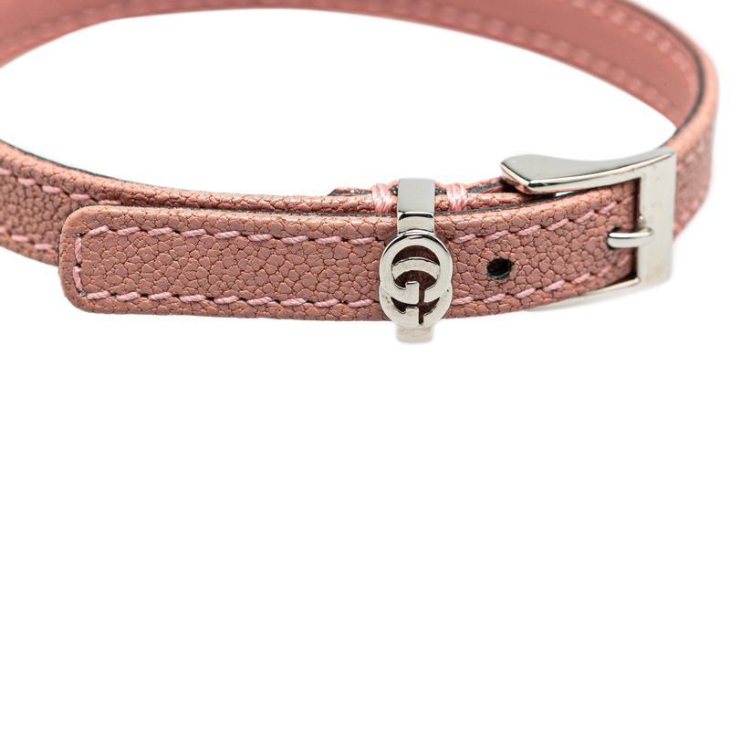 GUCCI グッチ GGロゴ ブレスレット サイズ:M ピンク シルバー GUCCI グッチ GGロゴ ブレスレット サイズ:M ピンク シルバー