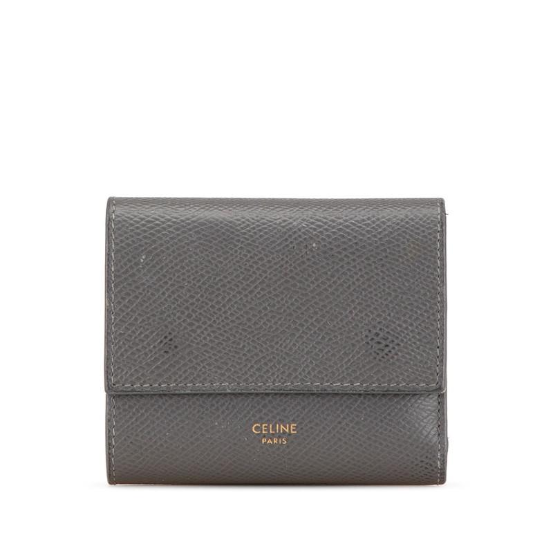 【美品】CELINE スモール トリフォールドウォレット グレー 三つ折り財布 CELINE（セリーヌ） スモール トリフォールドウォレット 三つ折り財布
