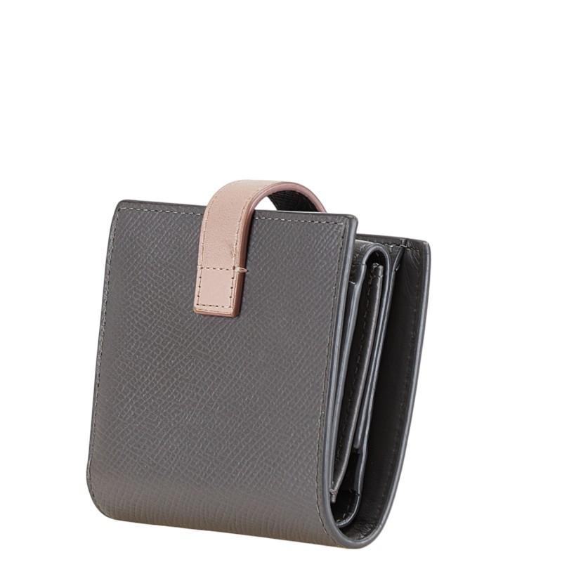 極美品✨️CELINE スモール ストラップ ウォレット 折り財布 グレー セリーヌ スモールストラップウォレット レザー 財布 グレー