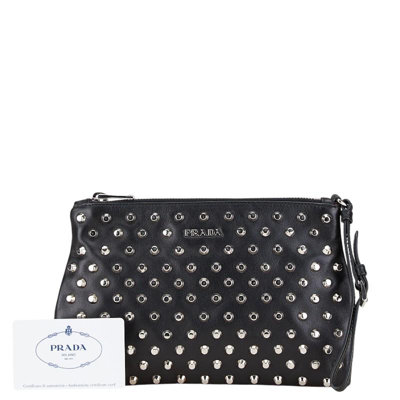 PRADA デニム ビジュースタッズ クラッチバッグ 三角プレート BP788H PRADA（プラダ） スタッズ クラッチバッグ セカンドバッグ 1N1825