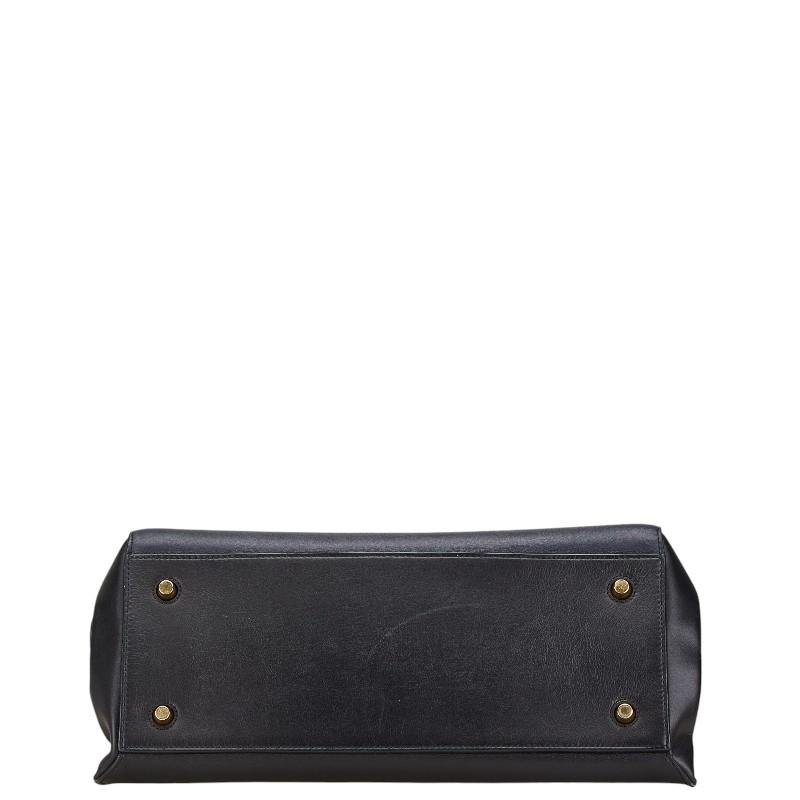 【CELINE】ハンドバッグ　トップハンドル　エッジライン　レザー　ネイビー セリーヌ ラゲージ ナノショッパー レザー 2WAYハンドバッグ ネイビー