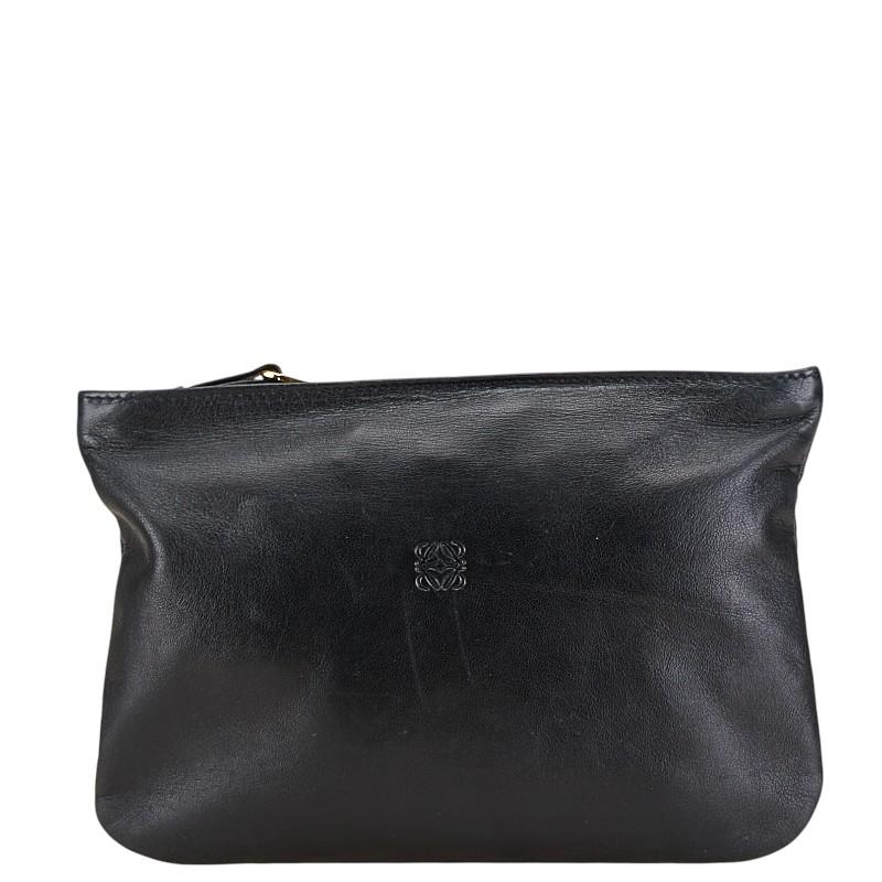 LOEWE ロエベ アナグラムロゴ ポーチ 化粧ポーチ ブラック レザー 