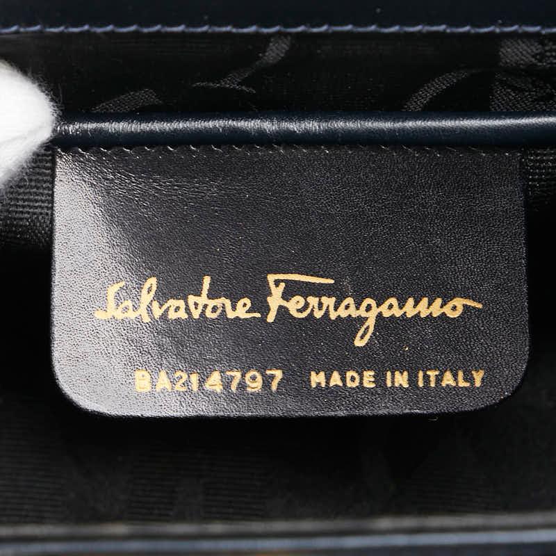 【超美品】フェラガモ Ferragamo ガンチーニ 本革　ネイビー 超美品】フェラガモ Ferragamo ガンチーニ 本革 ネイビー FERRAGAMO