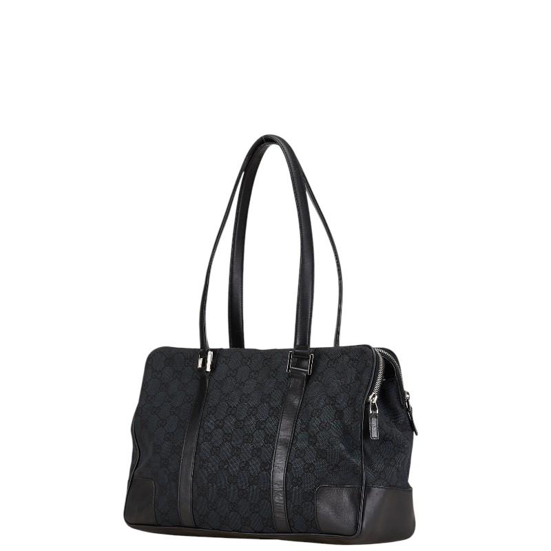 ◇ 美品GUCCI グッチ トートバッグ キャンバス×レザー ブラック ◇ GUCCI（グッチ） GGキャンバス トートバッグ ショルダーバッグ 000