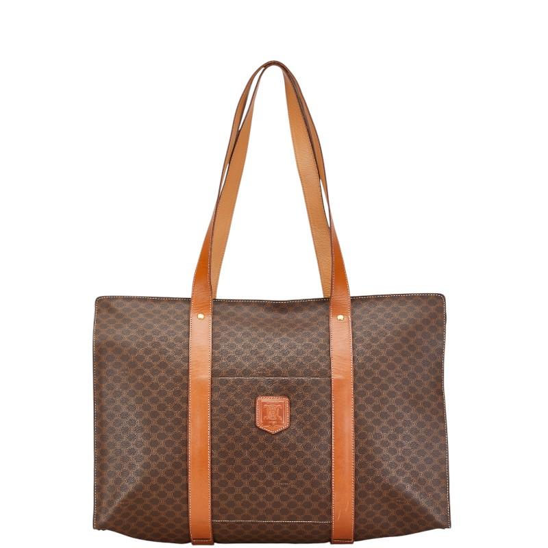 CELINE セリーヌ マカダム トートバッグ ヴィンテージ ショルダーバッグ PVC ブラウン レディース【中古】 CELINE（セリーヌ） マカダム トートバッグ ショルダーバッグ MC96