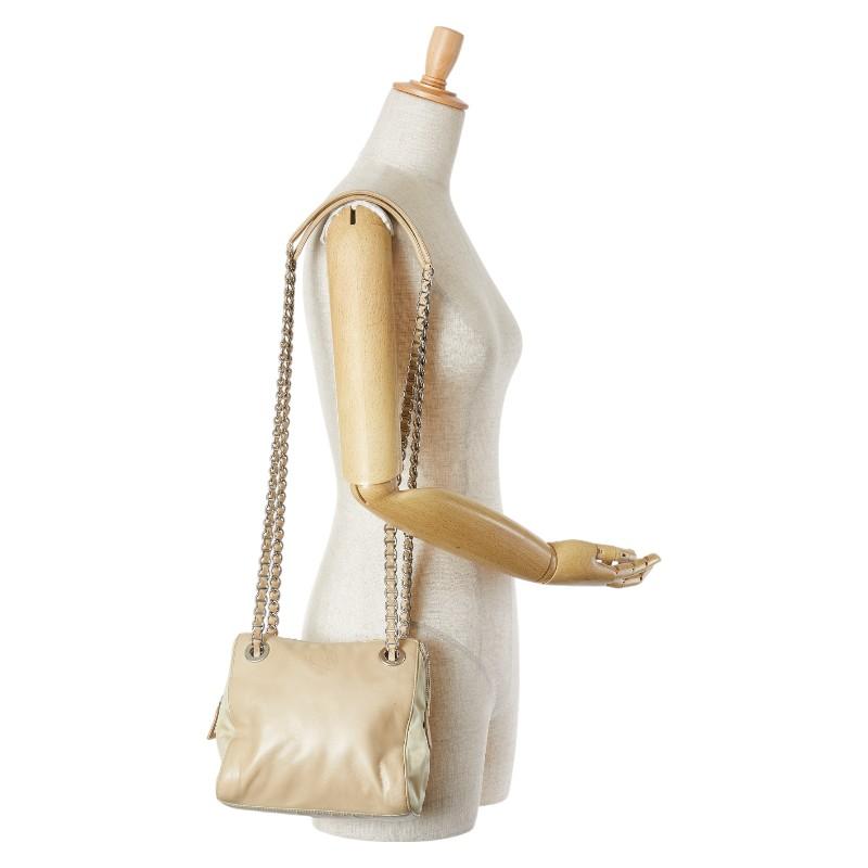 PRADA プラダ チェーン ショルダーバッグ B4590 ベージュ リノ レザー 