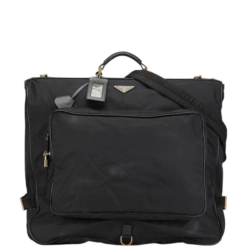 プラダ 三角ロゴプレート ガーメントケース ガーメントカバー ブラック ナイロン レディース PRADA 【中古】 PRADA（プラダ） 三角ロゴプレート ハンドバッグ ショルダーバッグ
