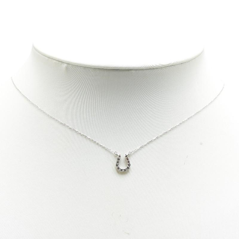 ホースシュー（馬蹄）ホワイトゴールド（K18 WG）ダイヤネックレス