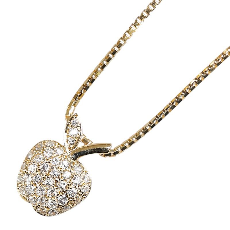 K18YG イエローゴールド ダイヤ0.45ct りんご アップル モチーフ 
