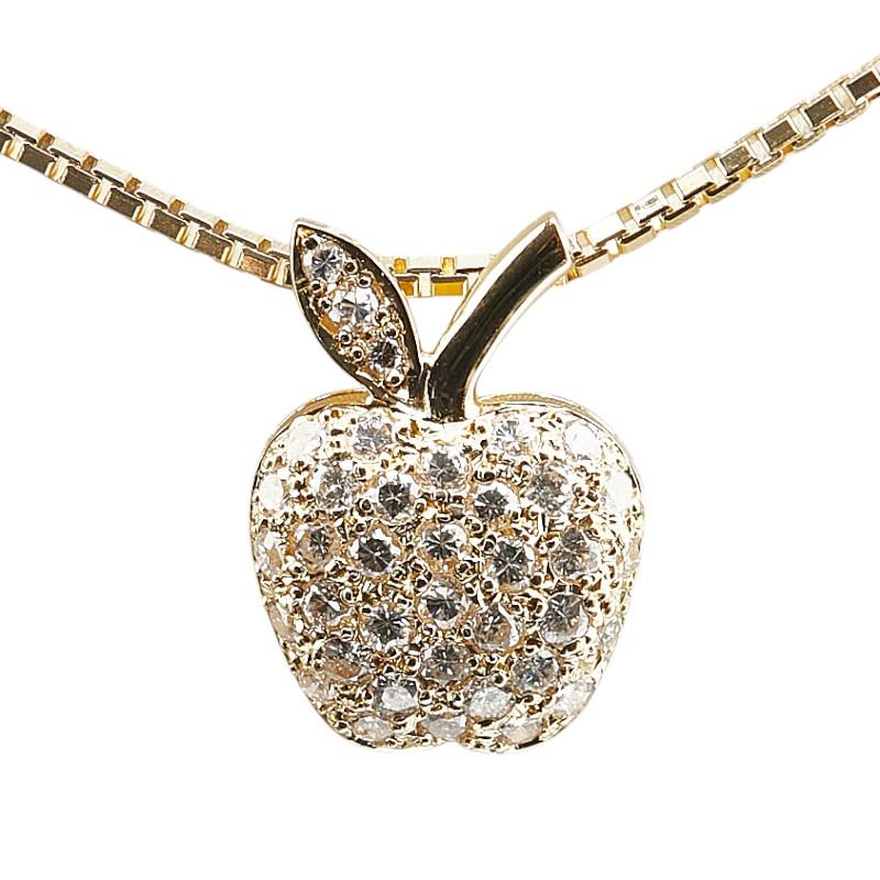 K18YG イエローゴールド ダイヤ0.45ct りんご アップル モチーフ 
