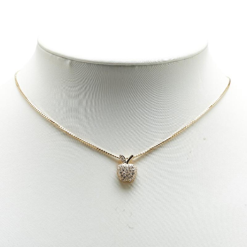 K18YG イエローゴールド ダイヤ0.45ct りんご アップル モチーフ 