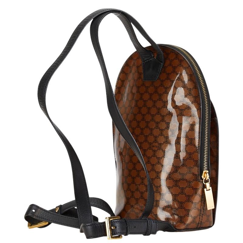 【美品】CELINE マカダム柄 リュック バックパック 金具 レザー CELINE セリーヌ マカダム柄 リュックサック バックパック PVC