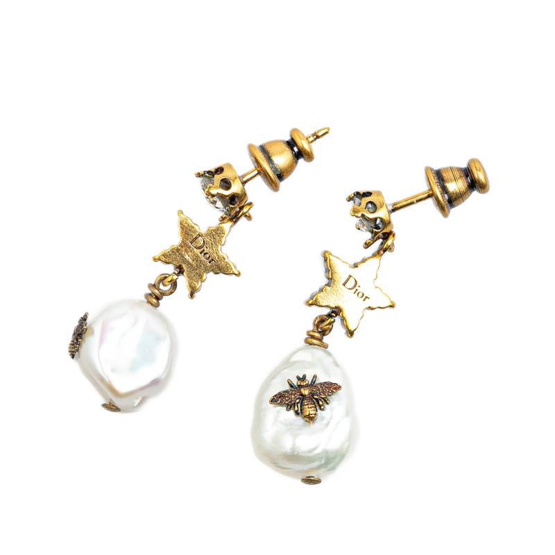 ハチハチDior パール 星モチーフ ピアス ディオール 蜂 ビー 星 スター モチーフ ラインストーン ピアス