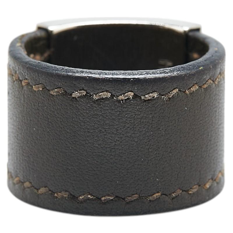 エルメス HERMES ルーリーリング 11号　シルバーレザー　黒 指輪 楽天市場】エルメス 指輪 ルーリーリング レザー H金具 ブラック