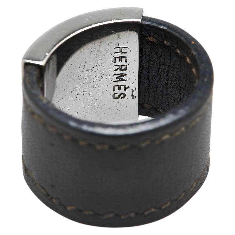 エルメス　ルーリーリング HERMES エルメス ルーリー リング 指輪 カーキ シルバー レザー